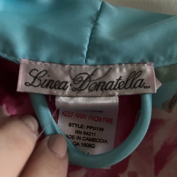 NWT Linea Donatella Silky Aqua and Pink Floral Robe - Picture 3 of 7